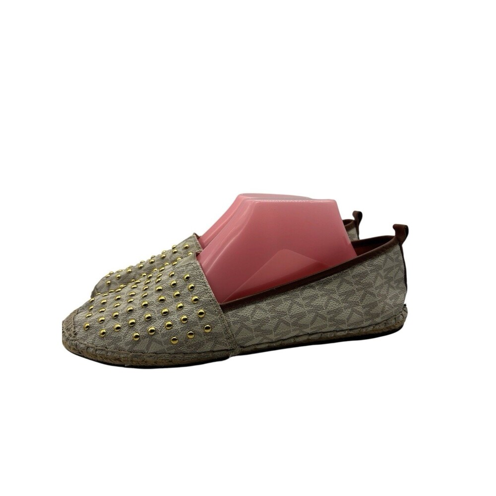 Michael Kors Studded Leather Logo Slip On Espadrille Flats Size 10